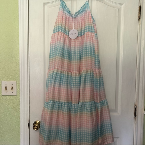 Storia Gingham multi color tiered lined dress nwt - Picture 8 of 16
